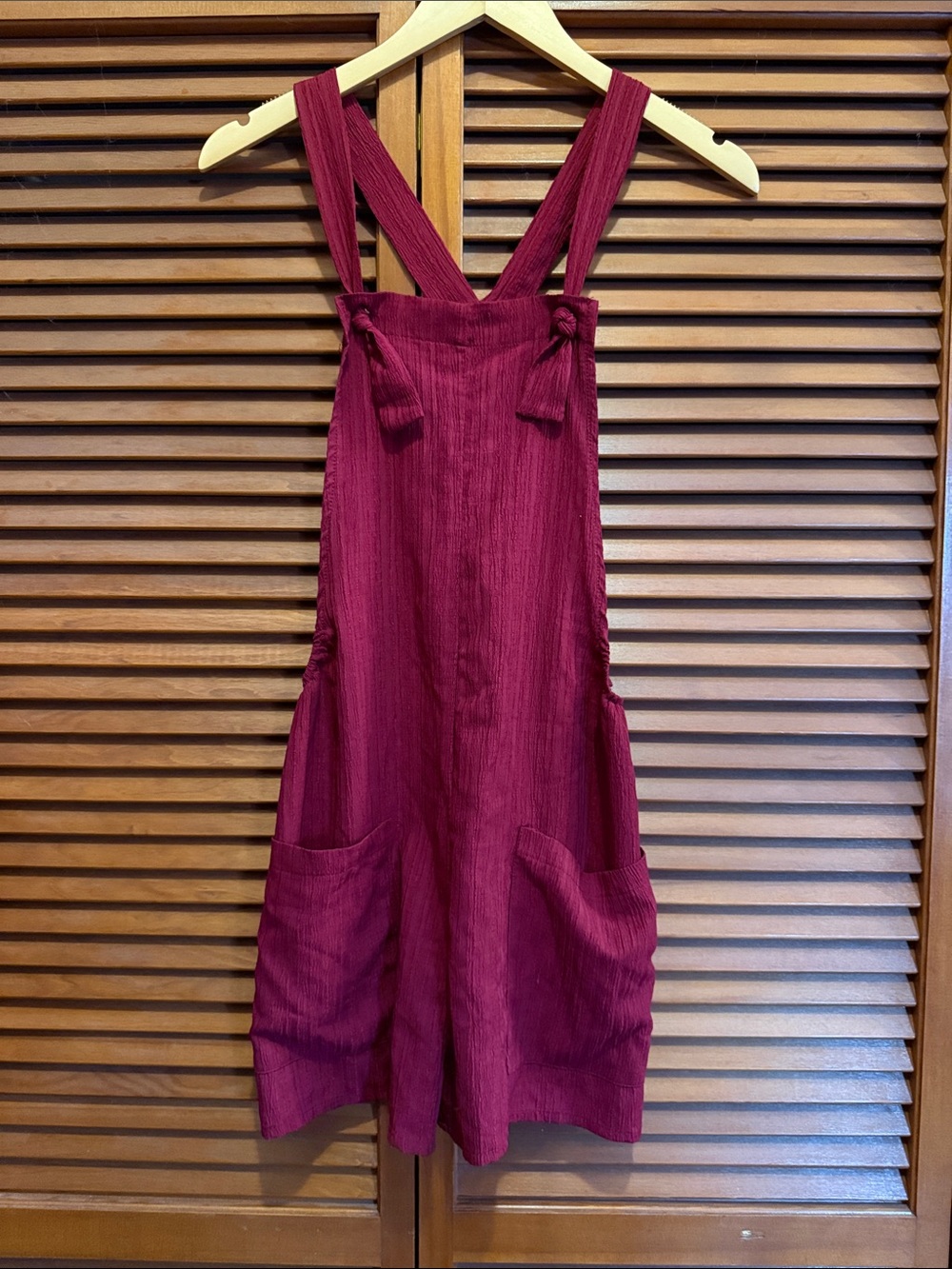 Women’s Burgundy Overalls with Front Pockets - Medium